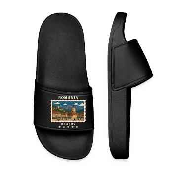 Rumänien Brașov Vintage Reisemarke - Frauen Badelatschen - Schwarz - Vorne