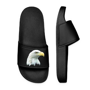 Adlerkopf, Weißkopfseeadler, Adler, Greifvogel aus - Frauen Badelatschen - Schwarz - Vorne
