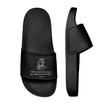 Confucius With All Your Heart Quote Design - Women’s Pool Sliders - black - Front
