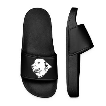 Zentralasiatischer Owtscharka Kopf "Black Edition" - Frauen Badelatschen - Schwarz - Vorne