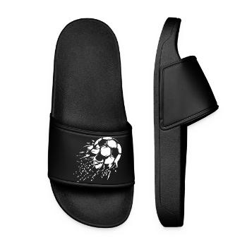 Soccer Shot Explosion Illustration Team Logo - Women’s Pool Sliders - black - Front