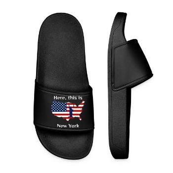 USA Flag and Statue of Liberty - Women’s Pool Sliders - black - Front