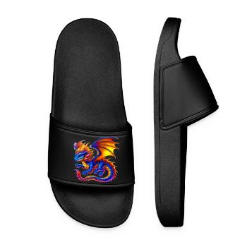 Drache - Frauen Badelatschen - Schwarz - Vorne