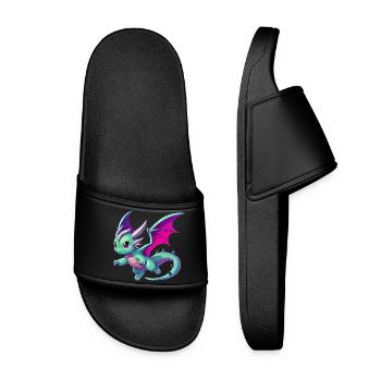 Drache - Frauen Badelatschen - Schwarz - Vorne
