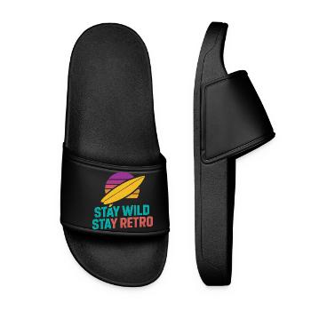 Stay Wild Stay Retro Surf - Frauen Badelatschen - Schwarz - Vorne