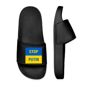 STOP PUTIN - Frauen Badelatschen - Schwarz - Vorne