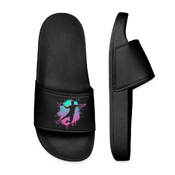 Handball Motiv für Handballer & Trainer Geschenk - Frauen Badelatschen - Schwarz - Vorne