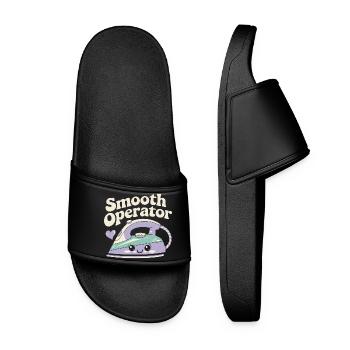 Kawaii Household Iron - Women’s Pool Sliders - black - Front