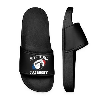 Ich kann nicht, ich habe Rugby. - Frauen Badelatschen - Schwarz - Vorne