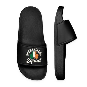Irish Shenanigans Squad Shamrock Design - Women’s Pool Sliders - black - Front
