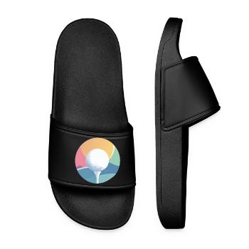 Balle de golf dans un motif discret de golf coloré coloré - Claquettes Femme - noir - Devant