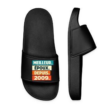 Best Spouse Since 2009 Birthday - Women’s Pool Sliders - black - Front