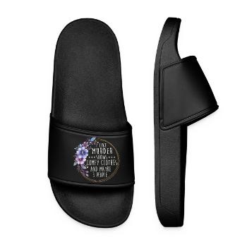 Murder Shows Comfy Clothes Funny Quote - Women’s Pool Sliders - black - Front