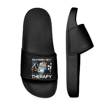 Scrapbooking is therapy - Women’s Pool Sliders - black - Front