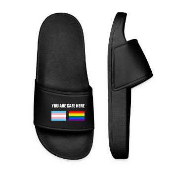 Vous êtes en sécurité ici Drapeaux de signalisation LGBT - Claquettes Femme - noir - Devant