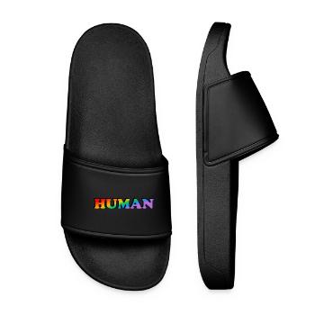 Texte arc-en-ciel humain fierté LGBTQ - Claquettes Femme - noir - Devant
