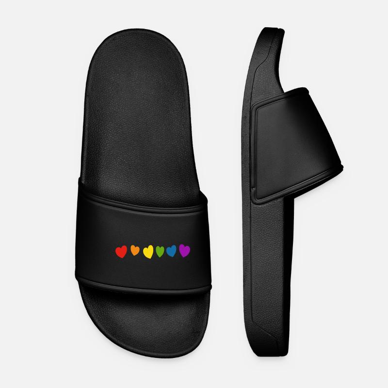 Rainbow hearts LGBT Pride - Women’s Pool Sliders - black