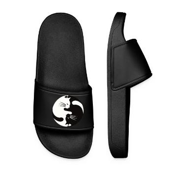 2 chats câlins, ying yang - Claquettes Femme - noir - Devant