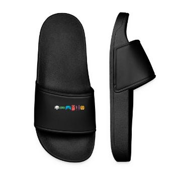 Gaming Symbols Classic Retro Vintage Colorful - Women’s Pool Sliders - black - Front