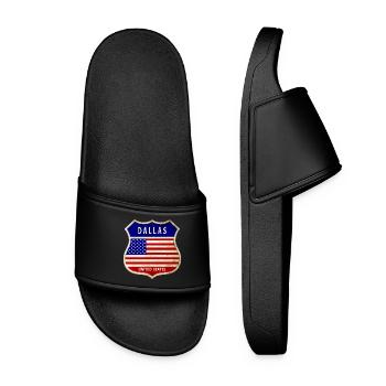 Dallas USA United States Coat of Arms Flags - Women’s Pool Sliders - black - Front