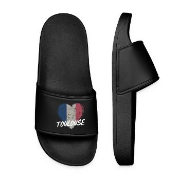 Badge retro, Toulouse France est ma ville natale - Claquettes Femme - noir - Devant
