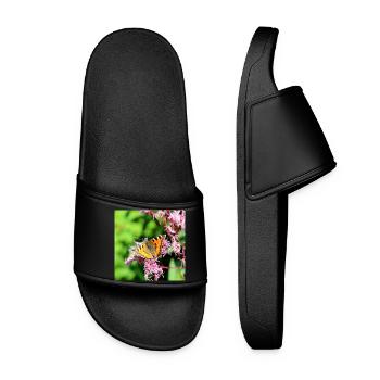Schmetterlinge - Frauen Badelatschen - Schwarz - Vorne