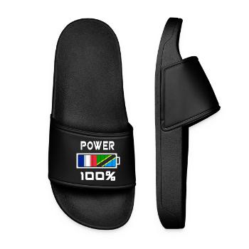 Tanzania and France Power 100% - Women’s Pool Sliders - black - Front
