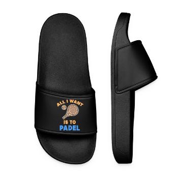 Padel Statement Padel Game Players Rackets Balls - Women’s Pool Sliders - black - Front