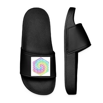 Flower of Life - 5th Dimension - Mandala - love - Women’s Pool Sliders - black - Front