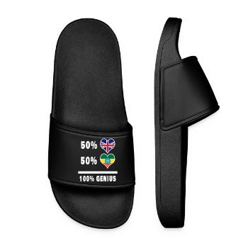 Ethiopia and Great Britain 100% Genius Flag - Women’s Pool Sliders - black - Front
