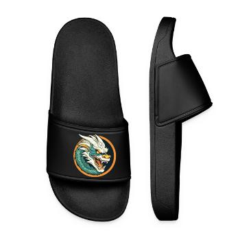 Blason du Dragon : Emblème du Dragon de la Braise - Claquettes Femme - noir - Devant
