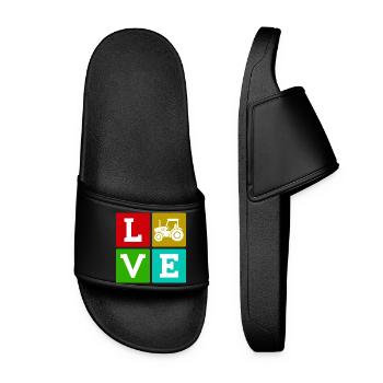 Tractor Country Life Saying Commercial Vehicle Farmer - Women’s Pool Sliders - black - Front
