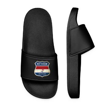 Rotterdam Niederlande Wappen Design - Frauen Badelatschen - Schwarz - Vorne