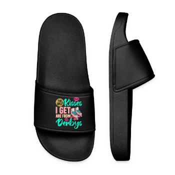 Rollschuh Design - Frauen Badelatschen - Schwarz - Vorne