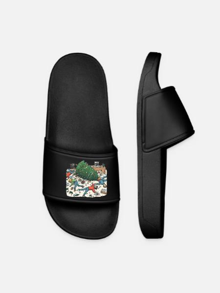Exuberant Christmas tree party - Women’s Pool Sliders - black