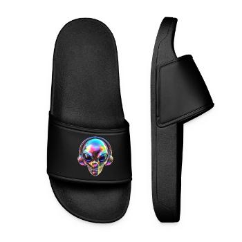 Chromatic Alien Head with Headphones - Women’s Pool Sliders - black - Front