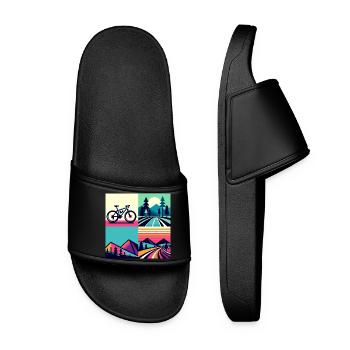 Retro Pop Cycle & Mountain Sunset - Frauen Badelatschen - Schwarz - Vorne