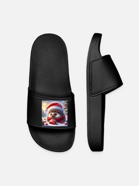 Weihnachts-Igel - Frauen Badelatschen - Schwarz