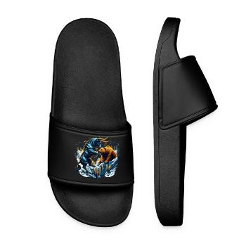Finance Taurus Bear Fight Wall Street Gift - Women’s Pool Sliders - black - Front