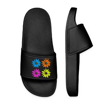 Pop Art Floral Quatre Couleurs - Claquettes Femme - noir - Devant