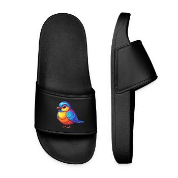 Chickadee Bunte Kawaii Cartoon Figur Vogel - Frauen Badelatschen - Schwarz - Vorne