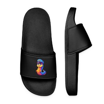 Ver marin Coloré Kawaii Dessin animé Animal marin - Claquettes Femme - noir - Devant