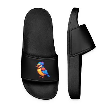 Jay Bird Bunte Kawaii Cartoon Figur Vogel - Frauen Badelatschen - Schwarz - Vorne