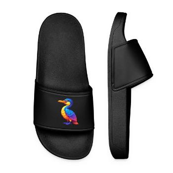 Cormoran coloré Kawaii personnage de dessin animé oiseau - Claquettes Femme - noir - Devant