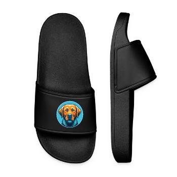 Labrador retriever chien Kawaii dessin animé logo pour animaux de compagnie - Claquettes Femme - noir - Devant