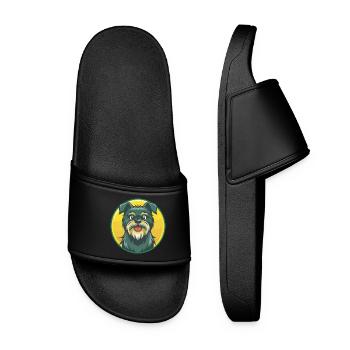 Affenpinscher Hund Niedliches Kawaii Cartoon Haustier Tier - Frauen Badelatschen - Schwarz - Vorne