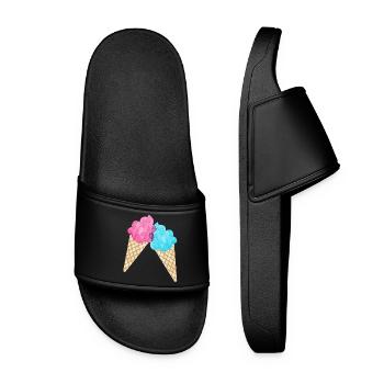 Eis Paar Duo Sommer Eisdiele cool Sommer zwei Fan - Frauen Badelatschen - Schwarz - Vorne