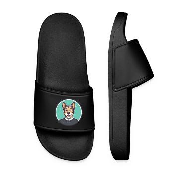 Pastor Garafiano Dog Breed Cartoon Kawaii Clipart - Women’s Pool Sliders - black - Front