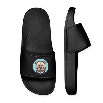 Shar Pei Hunderasse Bunte Karikatur Kawaii Clipart - Frauen Badelatschen - Schwarz - Vorne