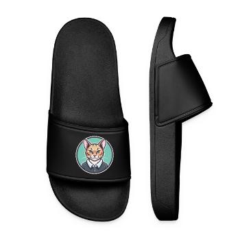 Australian Mist Cat Breed Cartoon Kawaii Animal - Women’s Pool Sliders - black - Front